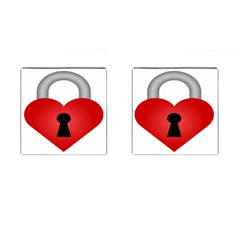 Heart Padlock Red Love Cufflinks (square) by Mariart