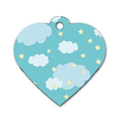 Stellar Cloud Blue Sky Star Dog Tag Heart (one Side) by Mariart