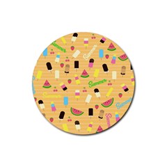 Summer Pattern Rubber Coaster (round)  by Valentinaart