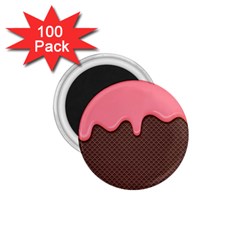 Ice Cream Pink Choholate Plaid Chevron 1 75  Magnets (100 Pack)  by Mariart