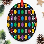 Polka Dots Rainbow Circle Oval Filigree Ornament (Two Sides) Front