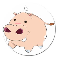 Happy Cartoon Baby Hippo Magnet 5  (round) by Catifornia