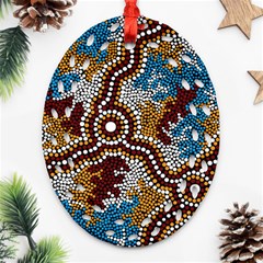 Aboriginal Art – Wetland Dreaming Oval Filigree Ornament (two Sides) by hogartharts