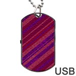 Maroon Striped Texture Dog Tag USB Flash (Two Sides) Front