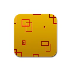 Overlap Squares Orange Plaid Red Rubber Square Coaster (4 Pack)  by Mariart