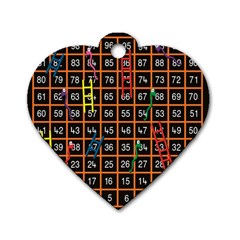 Snakes Ladders Game Plaid Number Dog Tag Heart (one Side) by Mariart