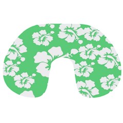 Hibiscus Flowers Green White Hawaiian Travel Neck Pillows by Mariart