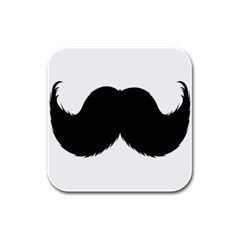 Mustache Owl Hair Black Man Rubber Square Coaster (4 Pack)  by Mariart