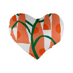 Portraits Plants Carrot Polka Dots Orange Green Standard 16  Premium Heart Shape Cushions by Mariart