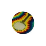 Red Blue Yellow Green Medium Rainbow Tie Dye Kaleidoscope Opaque Color Golf Ball Marker (10 pack) Front