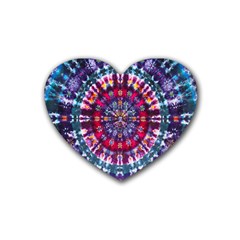 Red Purple Tie Dye Kaleidoscope Opaque Color Rubber Coaster (heart)  by Mariart