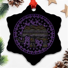 Ornate Mandala Elephant  Ornament (snowflake) by Valentinaart