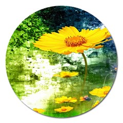 Yellow Flowers Magnet 5  (round) by BangZart