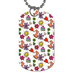 Cute Doodle Wallpaper Pattern Dog Tag (one Side) by BangZart