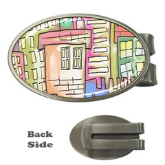 A Village Drawn In A Doodle Style Money Clips (oval)  by BangZart