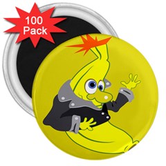 Funny Cartoon Punk Banana Illustration 3  Magnets (100 Pack) by BangZart