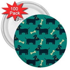 Happy Dogs Animals Pattern 3  Buttons (100 Pack)  by BangZart