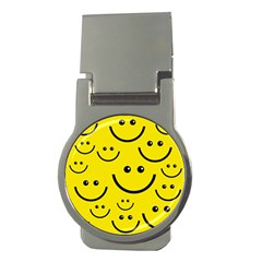 Digitally Created Yellow Happy Smile  Face Wallpaper Money Clips (round)  by BangZart