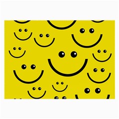 Digitally Created Yellow Happy Smile  Face Wallpaper Large Glasses Cloth (2-side) by BangZart