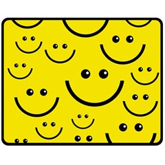 Digitally Created Yellow Happy Smile  Face Wallpaper Double Sided Fleece Blanket (medium)  by BangZart