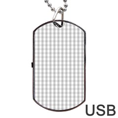 Christmas Silver Gingham Check Plaid Dog Tag Usb Flash (two Sides) by PodArtist