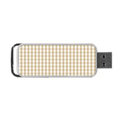 Christmas Gold Large Gingham Check Plaid Pattern Portable Usb Flash (two Sides) by PodArtist