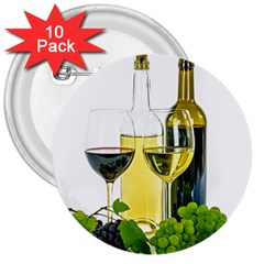 White Wine Red Wine The Bottle 3  Buttons (10 Pack)  by BangZart