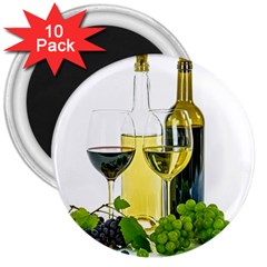 White Wine Red Wine The Bottle 3  Magnets (10 Pack)  by BangZart