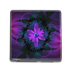 Beautiful Ultraviolet Lilac Orchid Fractal Flowers Memory Card Reader (square) by jayaprime