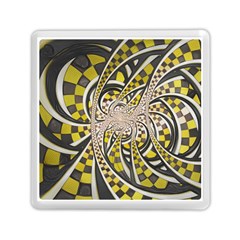 Liquid Taxi Cab, A Yellow Checkered Retro Fractal Memory Card Reader (square)  by jayaprime