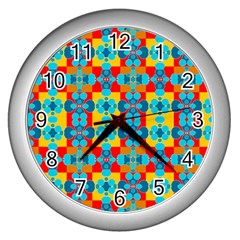 Pop Art Abstract Design Pattern Wall Clocks (silver)  by BangZart