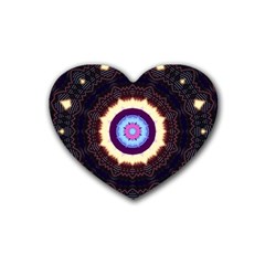 Mandala Art Design Pattern Rubber Coaster (heart)  by BangZart