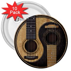 Old And Worn Acoustic Guitars Yin Yang 3  Buttons (10 Pack)  by JeffBartels