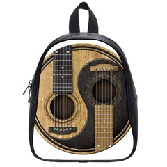 Old And Worn Acoustic Guitars Yin Yang School Bags (small)  by JeffBartels