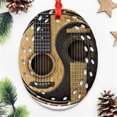 Old And Worn Acoustic Guitars Yin Yang Oval Filigree Ornament (two Sides) by JeffBartels