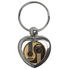 Old And Worn Acoustic Guitars Yin Yang Key Chains (heart)  by JeffBartels