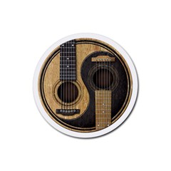 Old And Worn Acoustic Guitars Yin Yang Rubber Round Coaster (4 Pack)  by JeffBartels