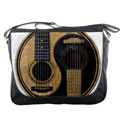 Old And Worn Acoustic Guitars Yin Yang Messenger Bags by JeffBartels