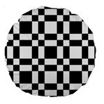 Checkerboard Black And White Large 18  Premium Round Cushions Back