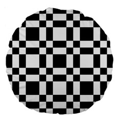 Checkerboard Black And White Large 18  Premium Flano Round Cushions by Colorfulart23