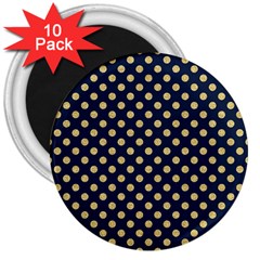 Navy/gold Polka Dots 3  Magnets (10 Pack)  by Colorfulart23