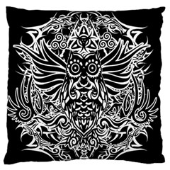 Tattoo Tribal Owl Large Flano Cushion Case (one Side) by Valentinaart