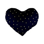 Navy/Gold Stars Standard 16  Premium Flano Heart Shape Cushions Front