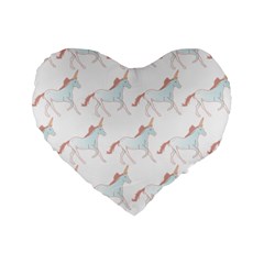 Unicorn Pattern Standard 16  Premium Flano Heart Shape Cushions by paulaoliveiradesign