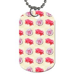 Yellow Floral Roses Pattern Dog Tag (two Sides) by paulaoliveiradesign