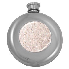 White Sparkle Glitter Pattern Round Hip Flask (5 Oz) by paulaoliveiradesign