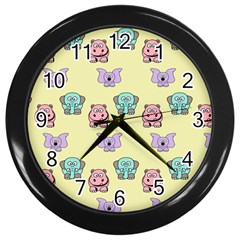 Animals Pastel Children Colorful Wall Clocks (black) by BangZart