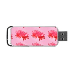 Pink Floral Pattern Portable Usb Flash (one Side) by paulaoliveiradesign