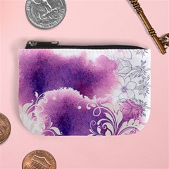 Purple Floral Flower Mini Coin Purse by PattyVilleDesigns