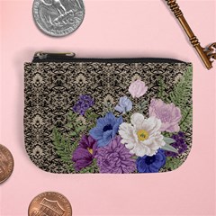 Dark Gold Purple Flowers Mini Coin Purse by PattyVilleDesigns